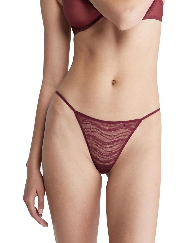 Calvin Klein Allover Lace String Thong in Tawny Port Wine S