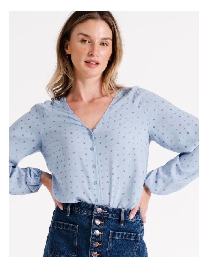 Grab Denim Eco Long Sleeve Button Through Blouse in Assorted 8