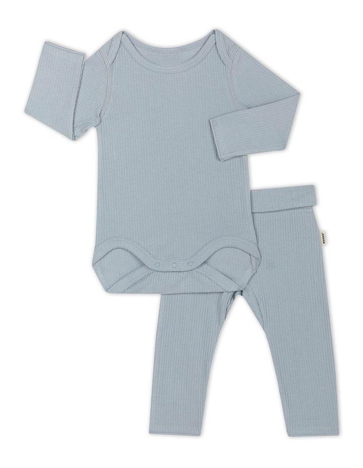 Bonds Baby Pointelle Long Sleeve Bodysuit and Legging Set in IIY Goosebumps Blue 1