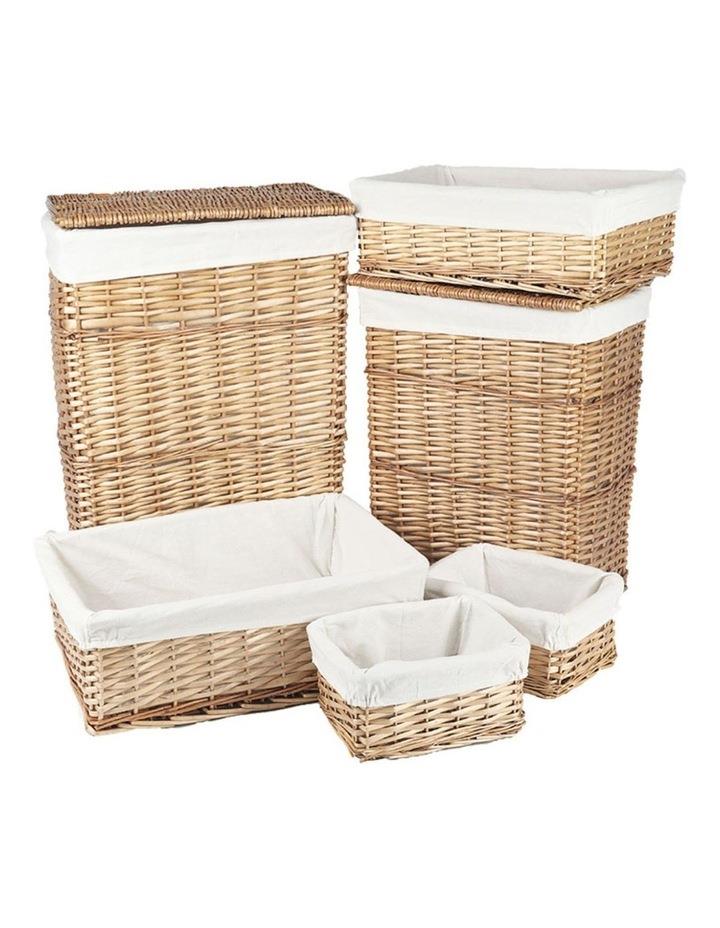 Living Today 6 Piece Wicker Storage Baskets with Liner Set in Natural Beige