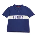 Tommy Hilfiger Colour-Blocked Logo Polo T-shirt in Pilot Blue 8