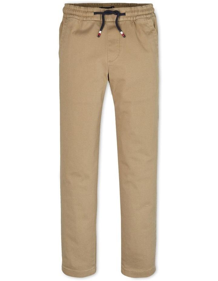 Tommy Hilfiger Boys Pull-On Drawstring Twill Trousers in Tan 4