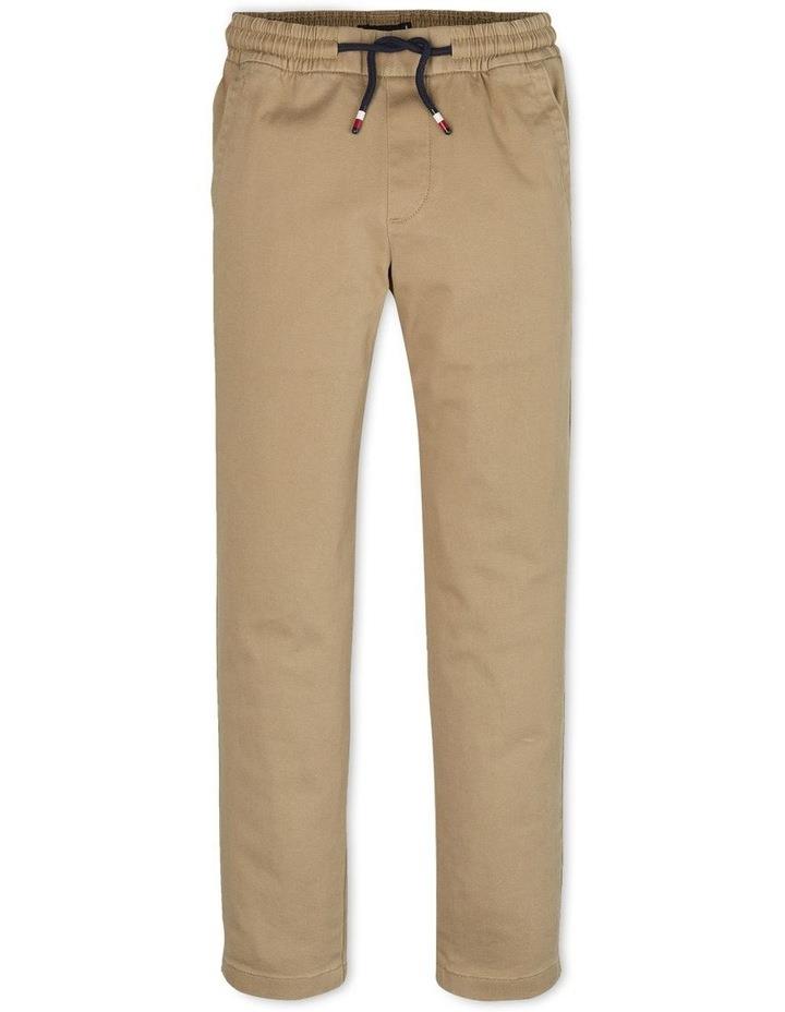Tommy Hilfiger Boys Pull-On Drawstring Twill Trousers in Tan 14