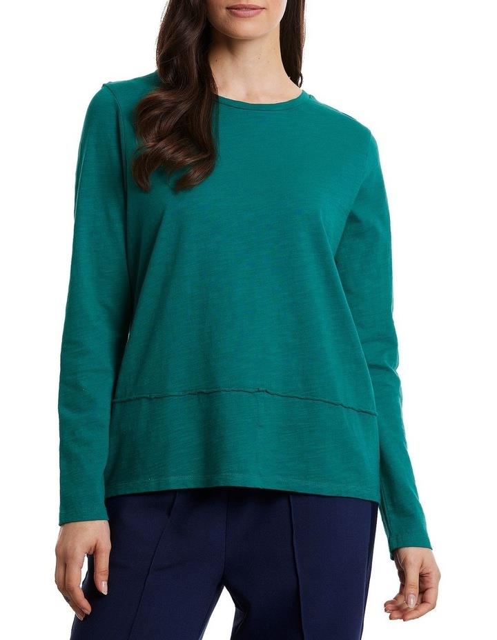 Marco Polo Long Sleeve Relaxed Pigment Tee in Malachite Green S