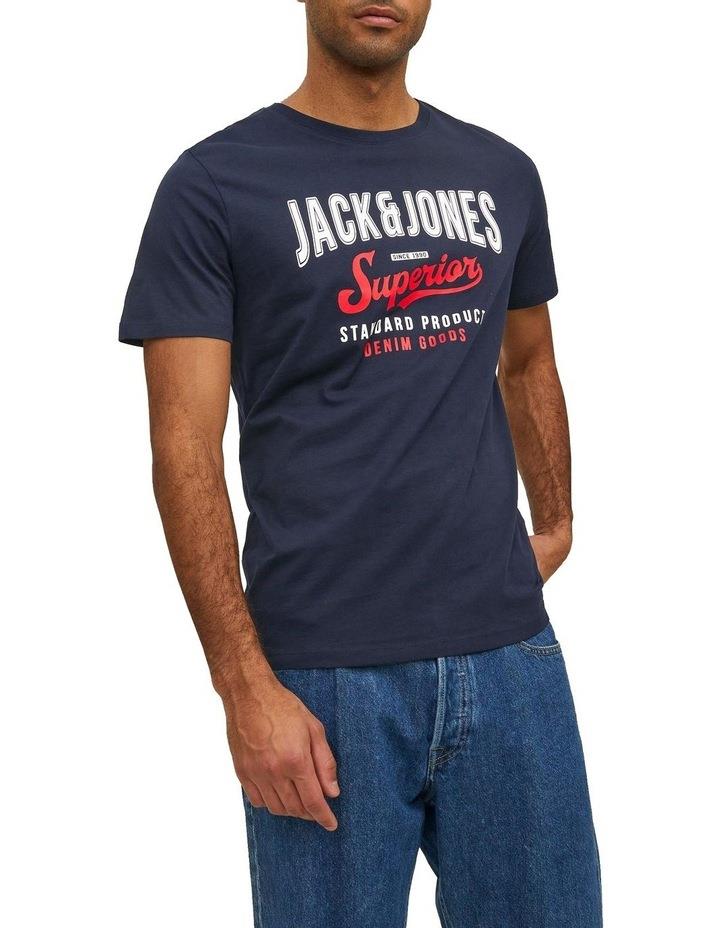 Jack & Jones Logo Organic Cotton Tee in Navy Blazer Navy XL