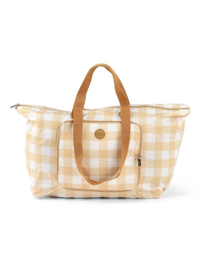 OiOi Fold Up Tote in Beige Gingham Beige