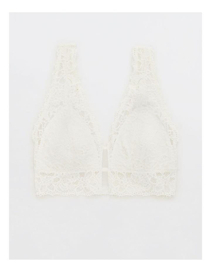 Aerie Eyelash Lace Padded Plunge Bralette in Soft Muslin Ivory M