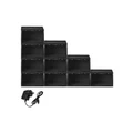 Stacked LED Voice-Activated Display & Storage Boxes in Black