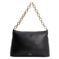 Tommy Hilfiger Chain Strap Leather Shoulder Bag in Black
