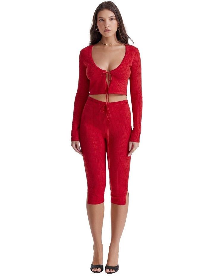 House of CB Abigail Knit Capri Trousers in Cherry Red XS