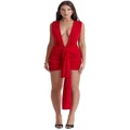House of CB Aliza Gathered Mini Dress in Cherry Red M