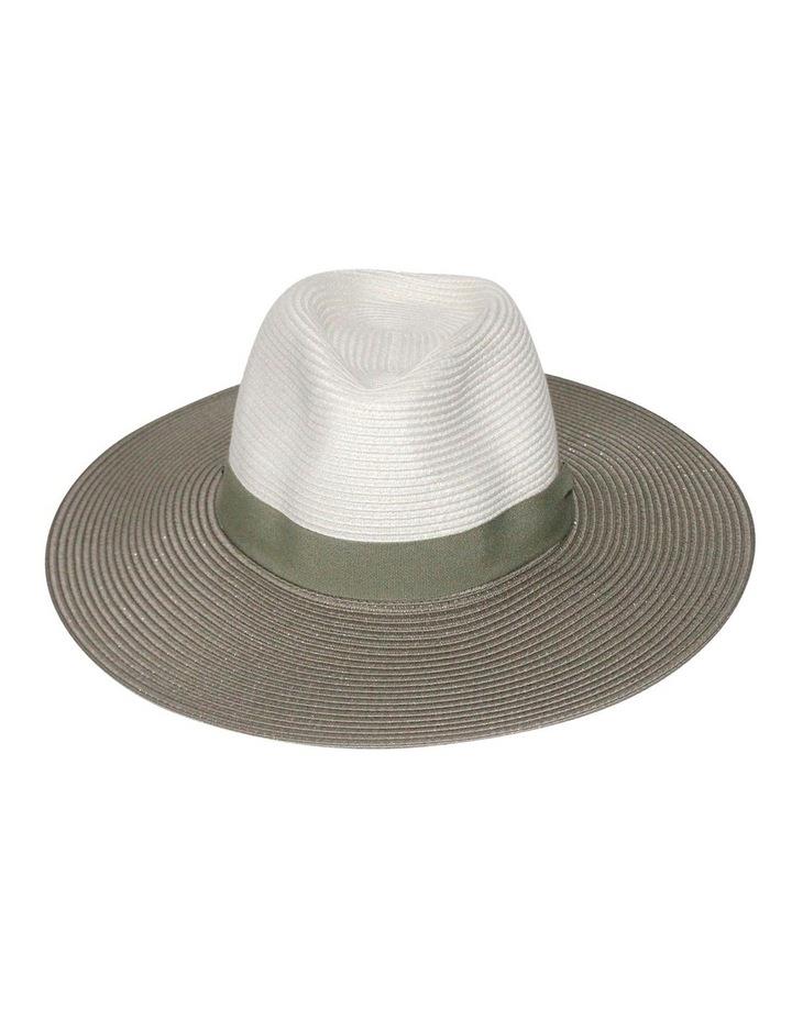 Rigon Camile Wide Brim Fedora Hat in Mixed Ivory/Khaki M-L