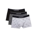 Lacoste Casual Logo Trunks 3 Pack in Black/Charcoal Croc Assorted S