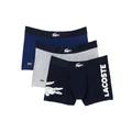 Lacoste Casual Large Logo Trunks 3 Pack in Navy/Grey Stripe/Black Assorted L