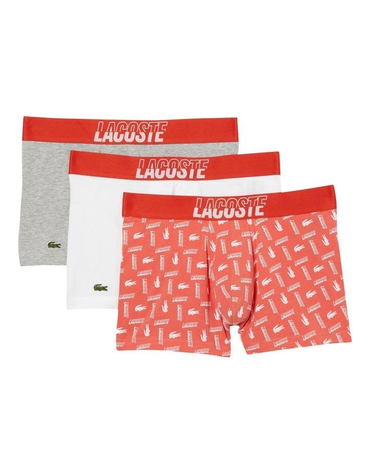 Lacoste Sport Fusion Trunks 3 Pack in Melon/White/Grey Marl Melon S