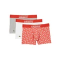 Lacoste Sport Fusion Trunks 3 Pack in Melon/White/Grey Marl Melon M