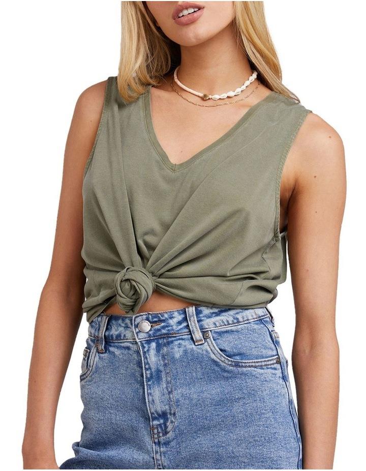 All About Eve V-Neck Tie Tank in Green Khaki 16