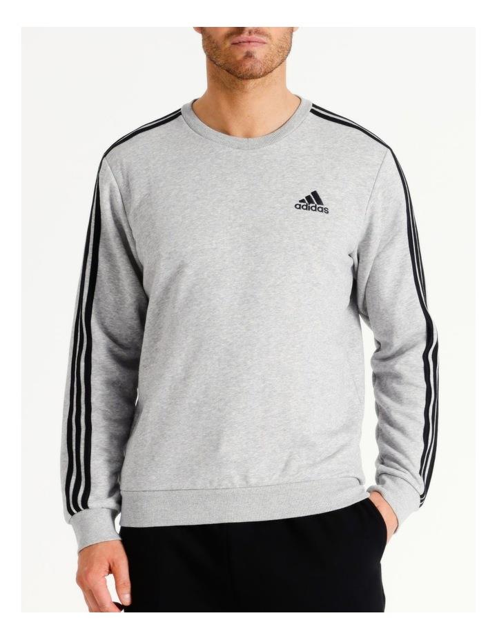 adidas Essentials Fleece 3-Stripes Sweatshirt in Medium Grey Heather Grey XL