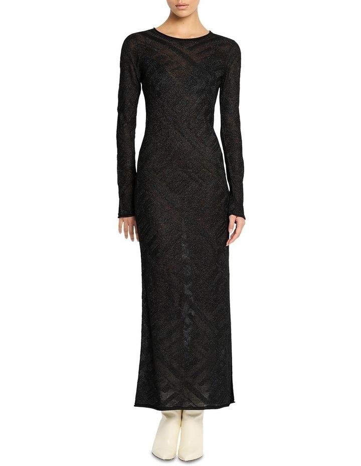 Sass & Bide Sheer Geo Knit Dress in Black XL