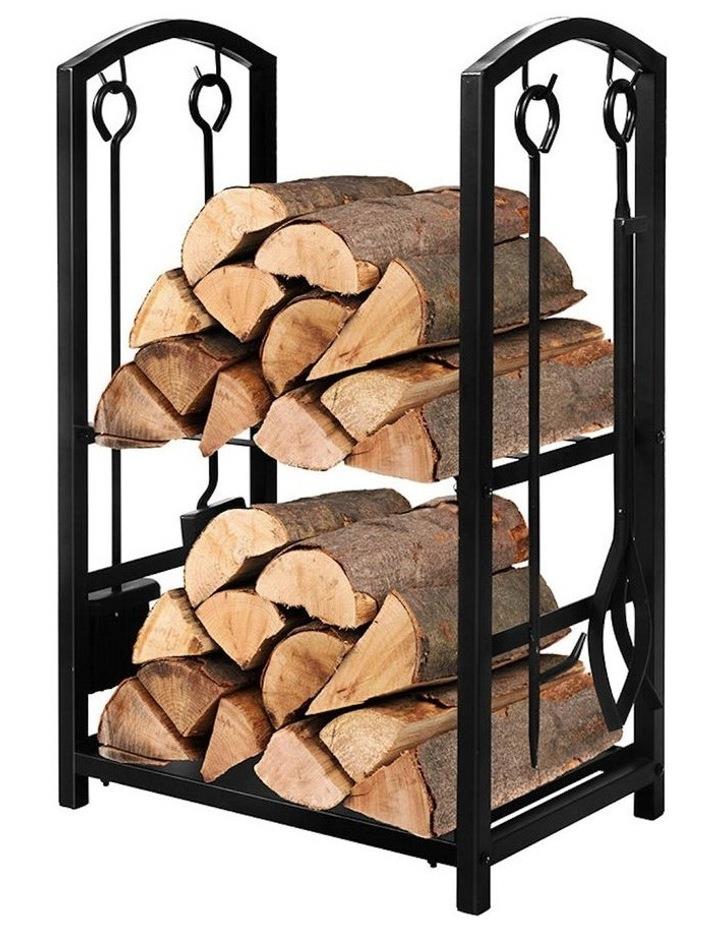 Traderight Firewood Rack 4 Fireplace Tool Log Wood Steel Large Holder Storage in Black