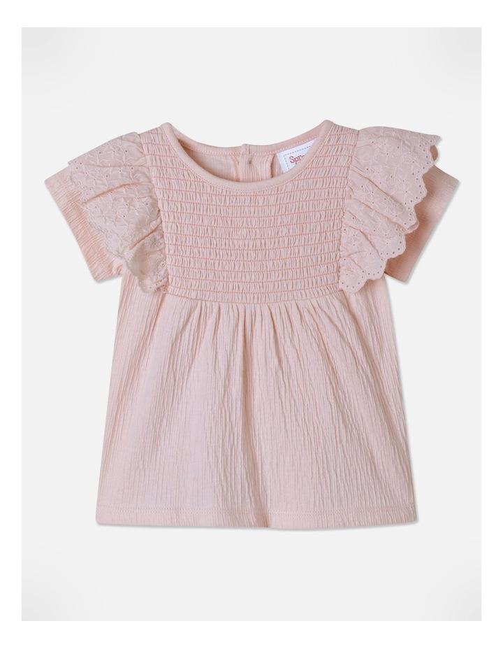 Sprout Crinkle Knit Top in Pale Pink 1