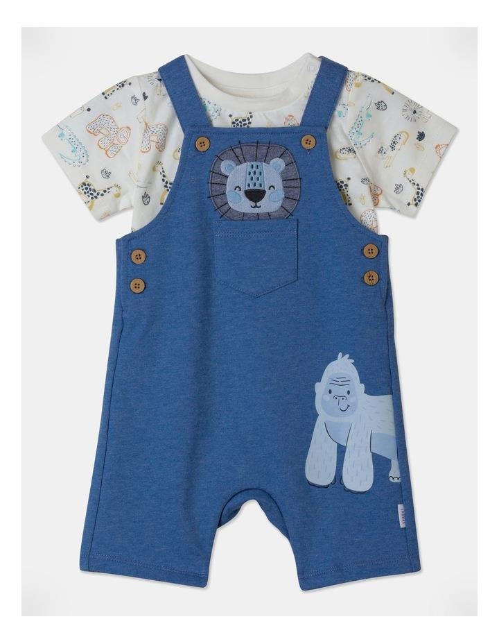 Sprout Animal Outline Knit Overall Set in Denim 00