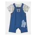 Sprout Animal Outline Knit Overall Set in Denim 00