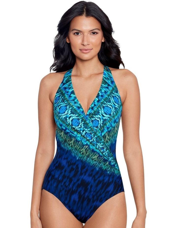 Miraclesuit Swim Alhambra Wrapsody Crossover One Piece Shaping Swimsuit in Blue 10