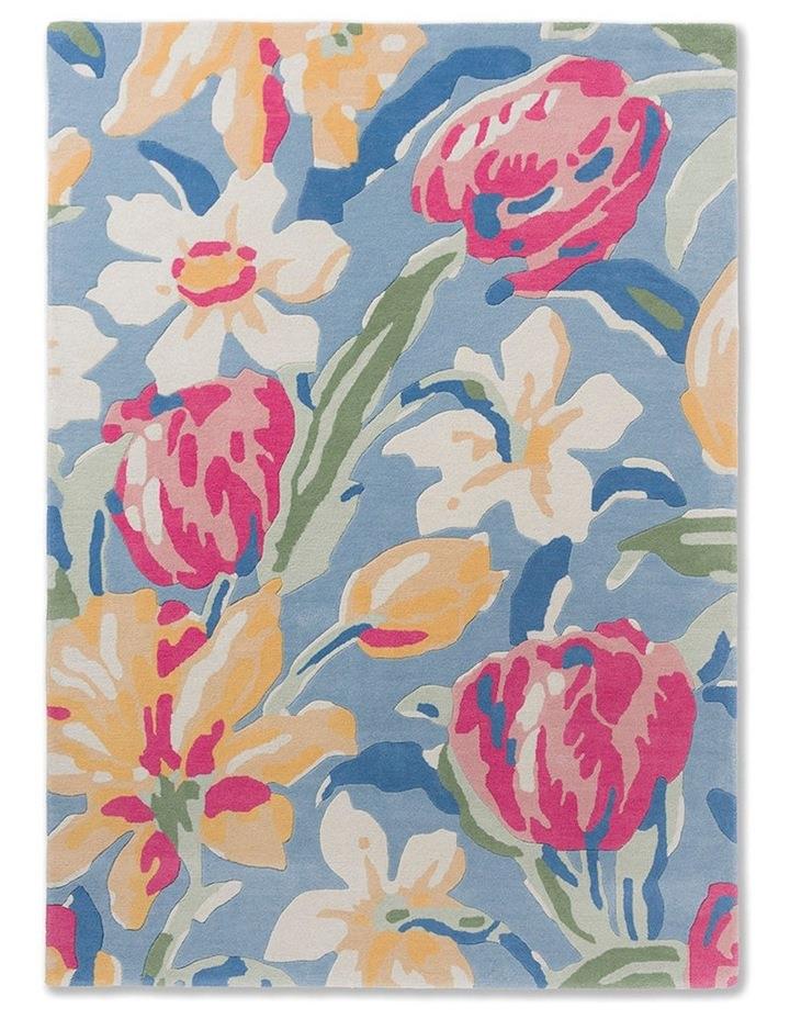 Laura Ashley Tulips China Blue Rug 082208 in Multi Assorted 200x140cm