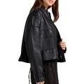Belle & Bloom Reload Draped Leather Look Jacket Black L
