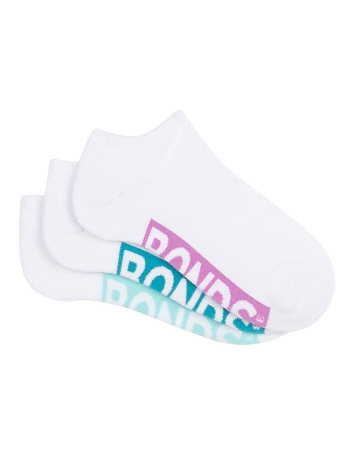 Bonds Womens Logo Cushioned Low Cut Socks 3 Pack in White 8-11