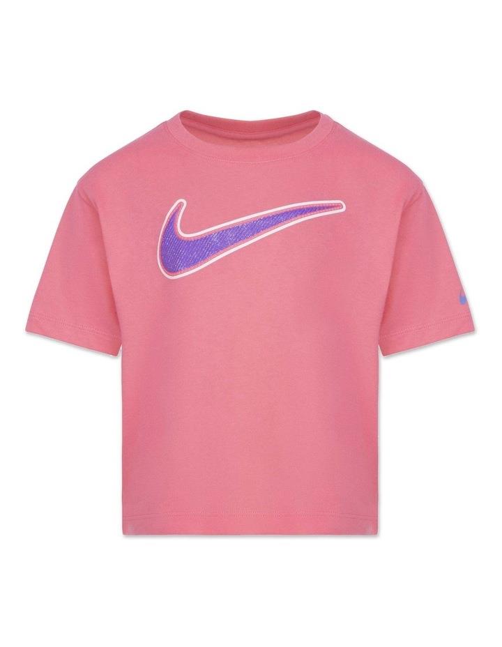 Nike Swoosh Varsity Outline T-shirt in Pink 5
