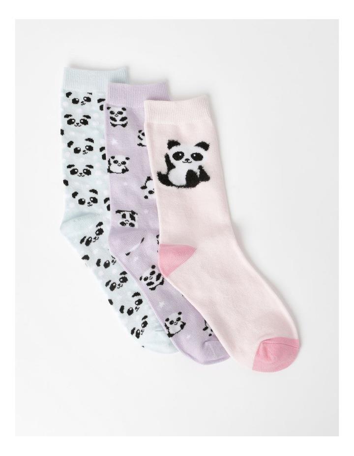 Tilii 3 Pack Crew Panda Jacquard Socks in Assorted 13-3