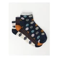 Bauhaus 3 Pack Lowcut Smiley Face Jacquard Socks in Assorted 13-3