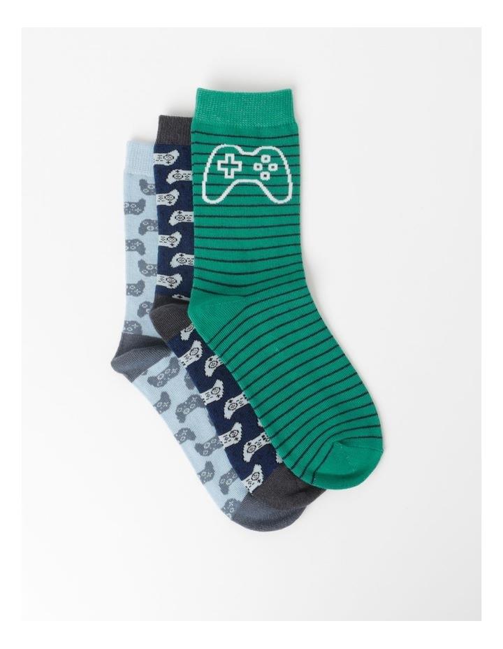 Bauhaus 3 Pack Crew Gamer Jacquard Socks in Assorted 13-3