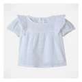 Sprout Broderie Frill Top in White 000