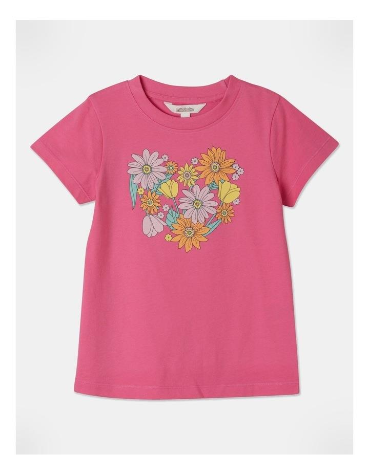 Milkshake Flower Heart Essentials T-shirt In Hot Pink 4