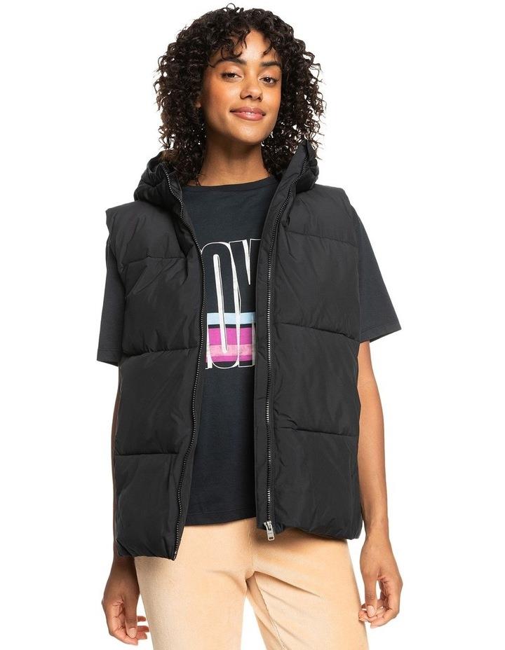 Roxy Bright Side Longline Hooded Puffer Jacket in Anthracite Black L