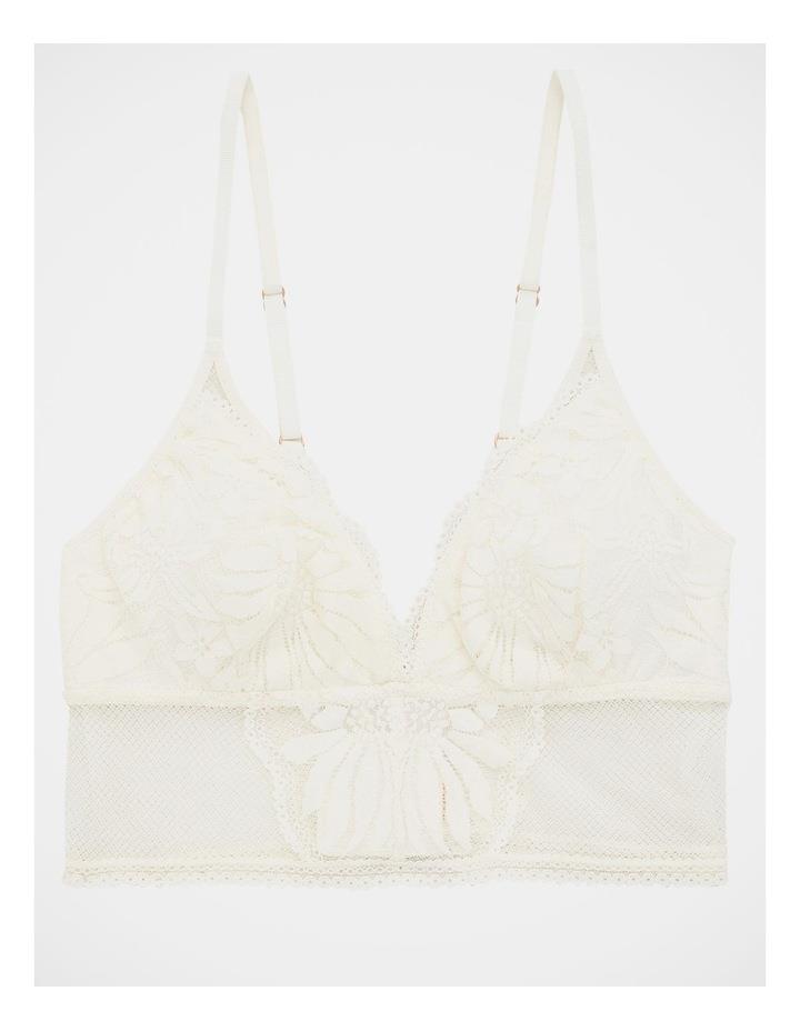 Aerie Hibiscus Lace Padded Longline Bralette Bra in Soft Muslin Ivory M