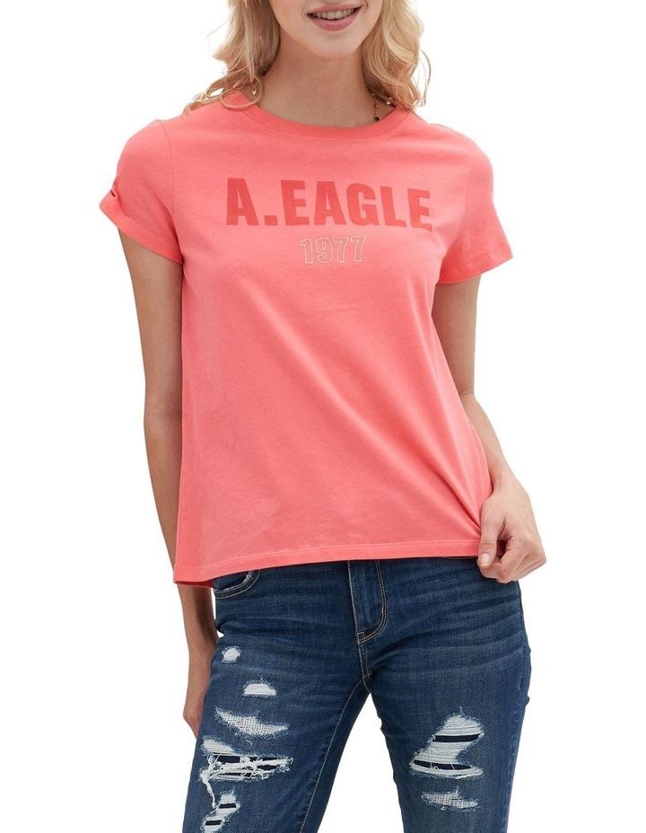 American Eagle Slim Graphic Tee in Coral XL