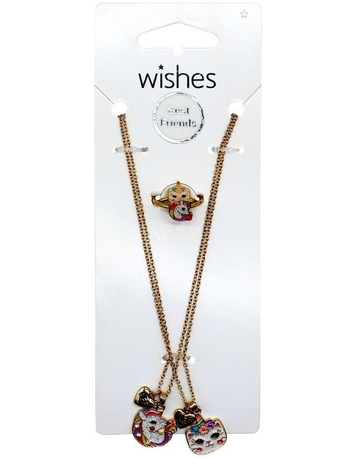 Wishes Cat + Unicorn BFF Necklace and Ring Set in Gold Assorted One Size