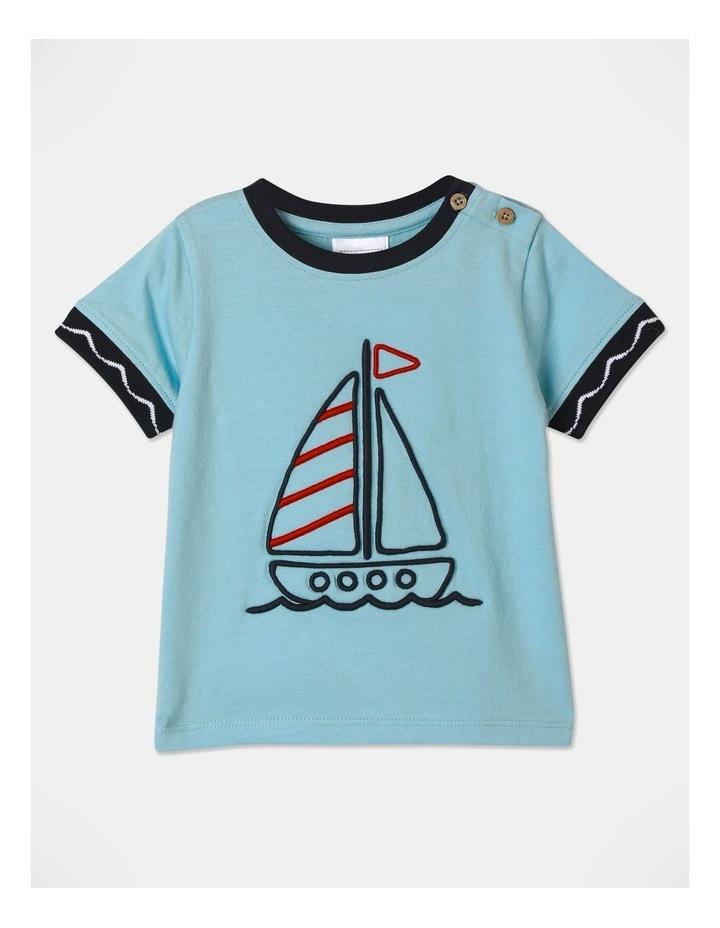 Sprout Yacht Jacquard Trim T-Shirt in Sky Blue 00