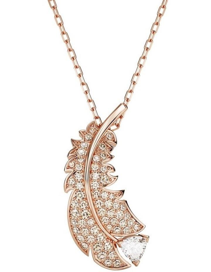 Swarovski Nice Pendant Feather Rose Gold-Tone Plated in White