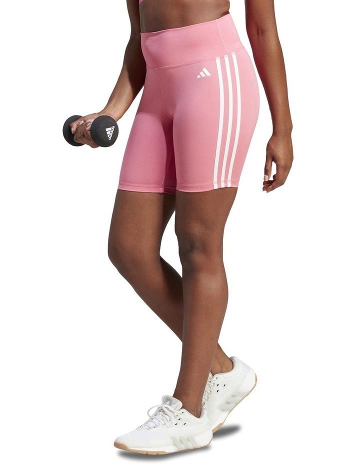 adidas Training Essentials 3-Stripes High-Waisted Short Leggings in Pink Fusion Hot Pink XS