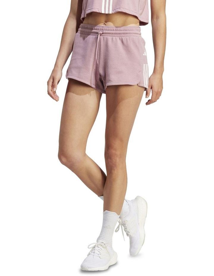Adidas Train Essentials Cotton 3-Stripes Pacer Shorts in Wonder Orchid XS