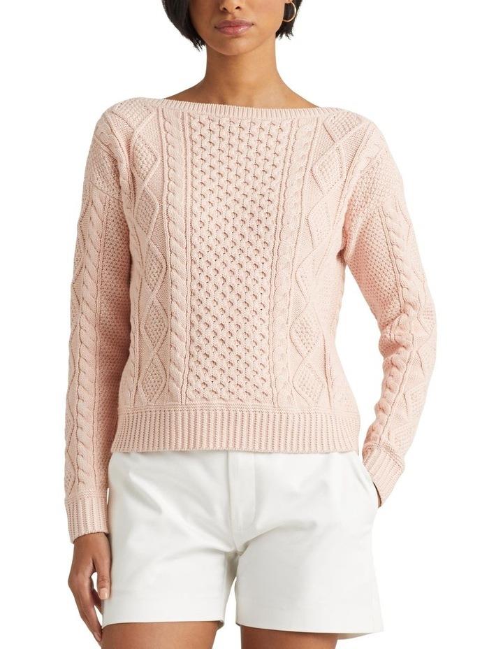 Lauren Ralph Lauren Aran-Knit Cotton Boatneck Sweater in Orange XS