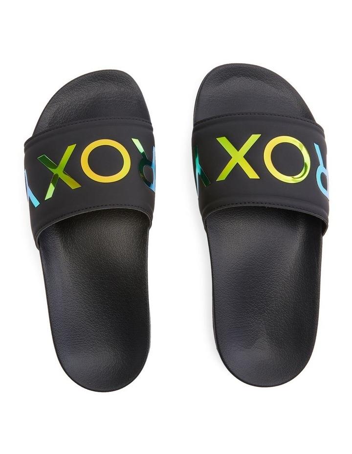 Roxy Slippy Slider Sandals in Black/Fluorescent Black 6