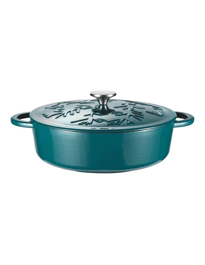 The Cooks Collective Olive Cast Iron Saute with Lid 30cm/4.0Liter in Teal Green