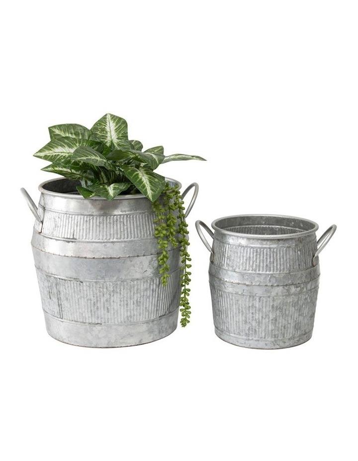 Willow & Silk Industro-Chic Barrel Pot Planter Set of 2 in Silver