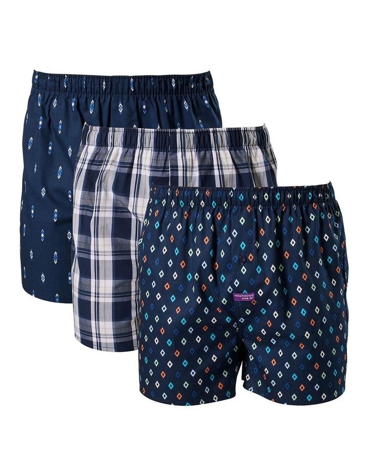 Mitch Dowd Diamond Cotton Boxer Shorts 3 Pack in Multi Assorted M